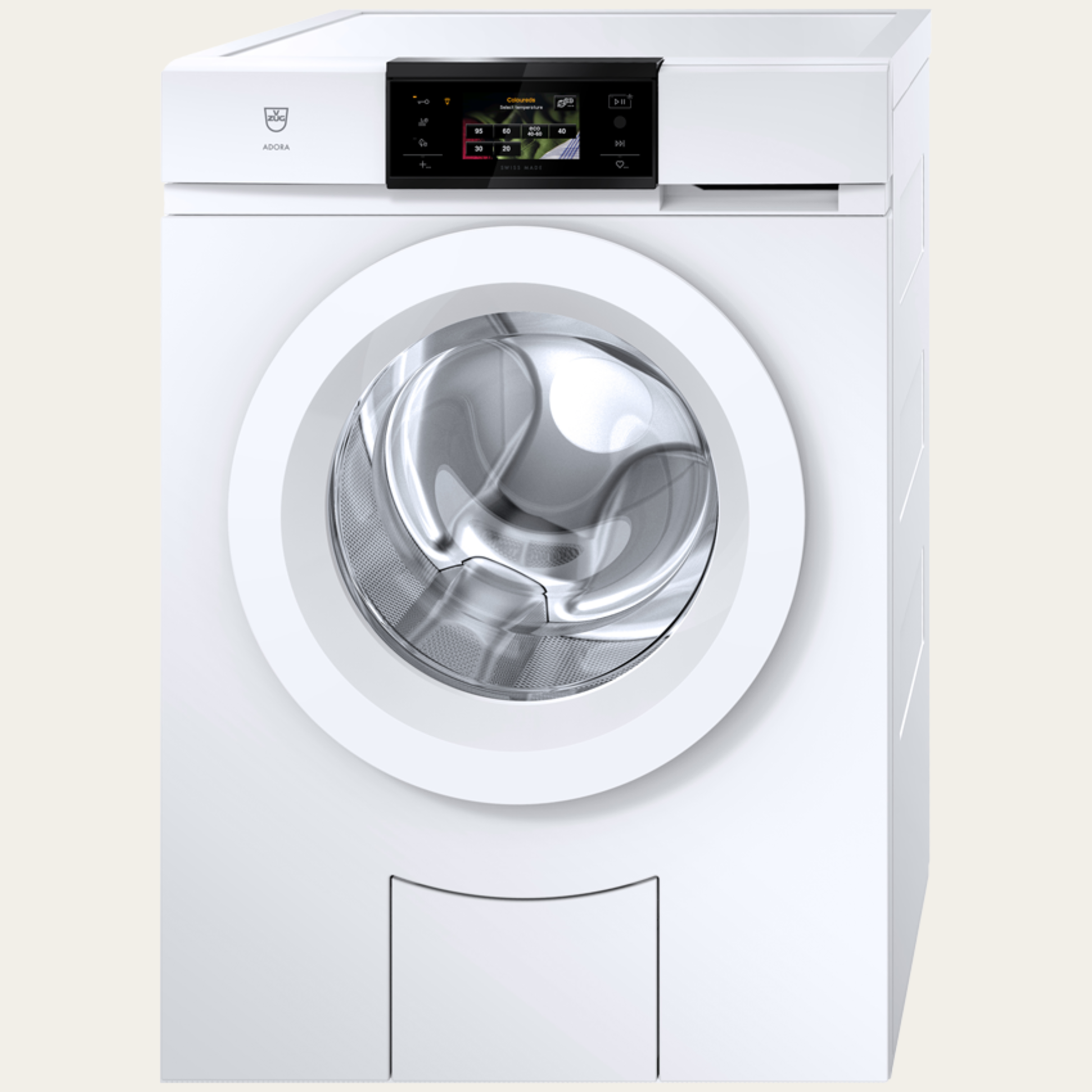 V-ZUG Washing machine AdoraWash V2000, Door hinge: left, V-ZUG-Home, Door design: Chrom, Full-colour graphic display, Nominal capacity: 8 kg