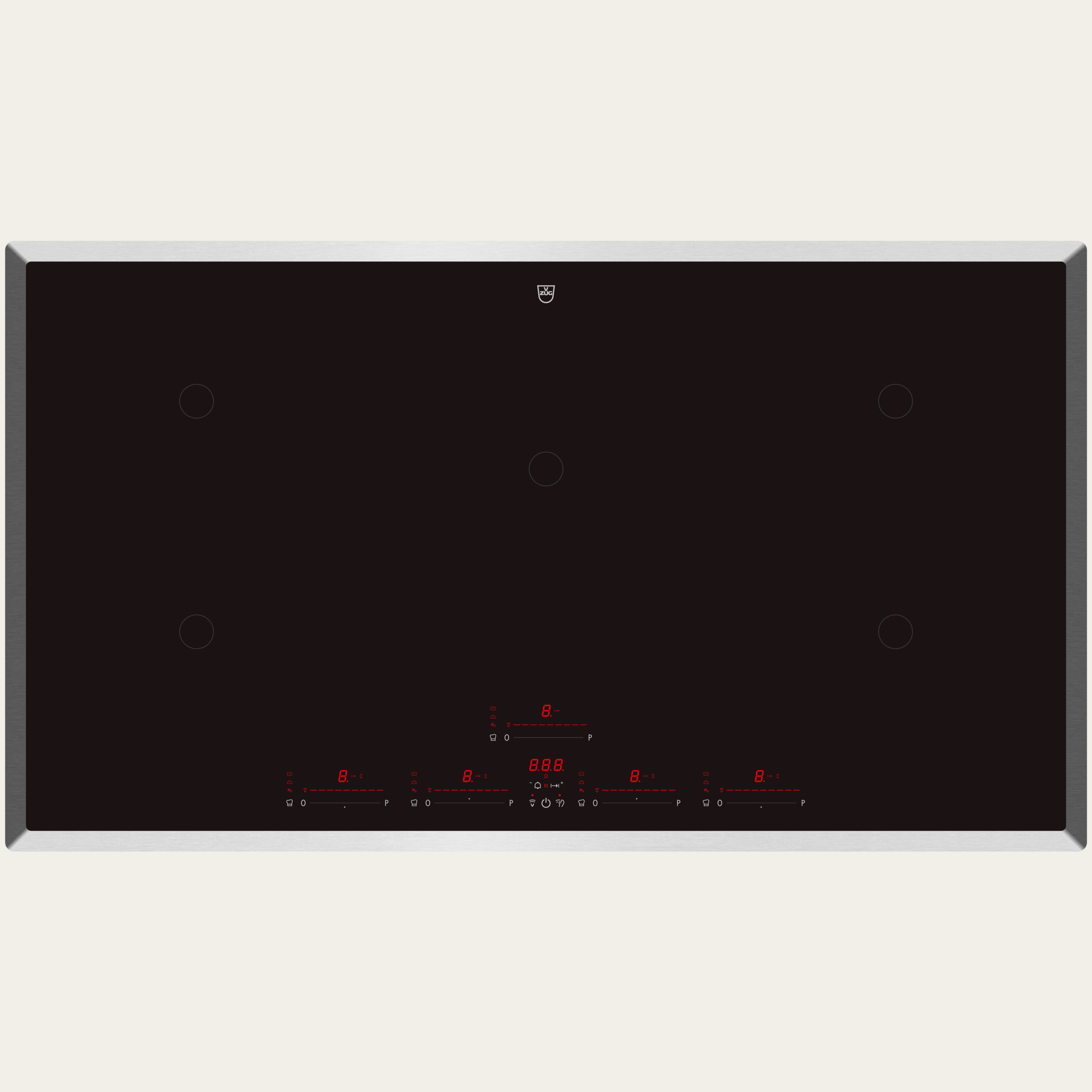 V-ZUG Table de cuisson CookTop V6000 I905, Induction, Norme largeur: 90 cm, BlackDesign, Cadre chrome, OptiLink, Multi-Slider/Choix direct, Commande par «slider», Zones de cuisson: 5
