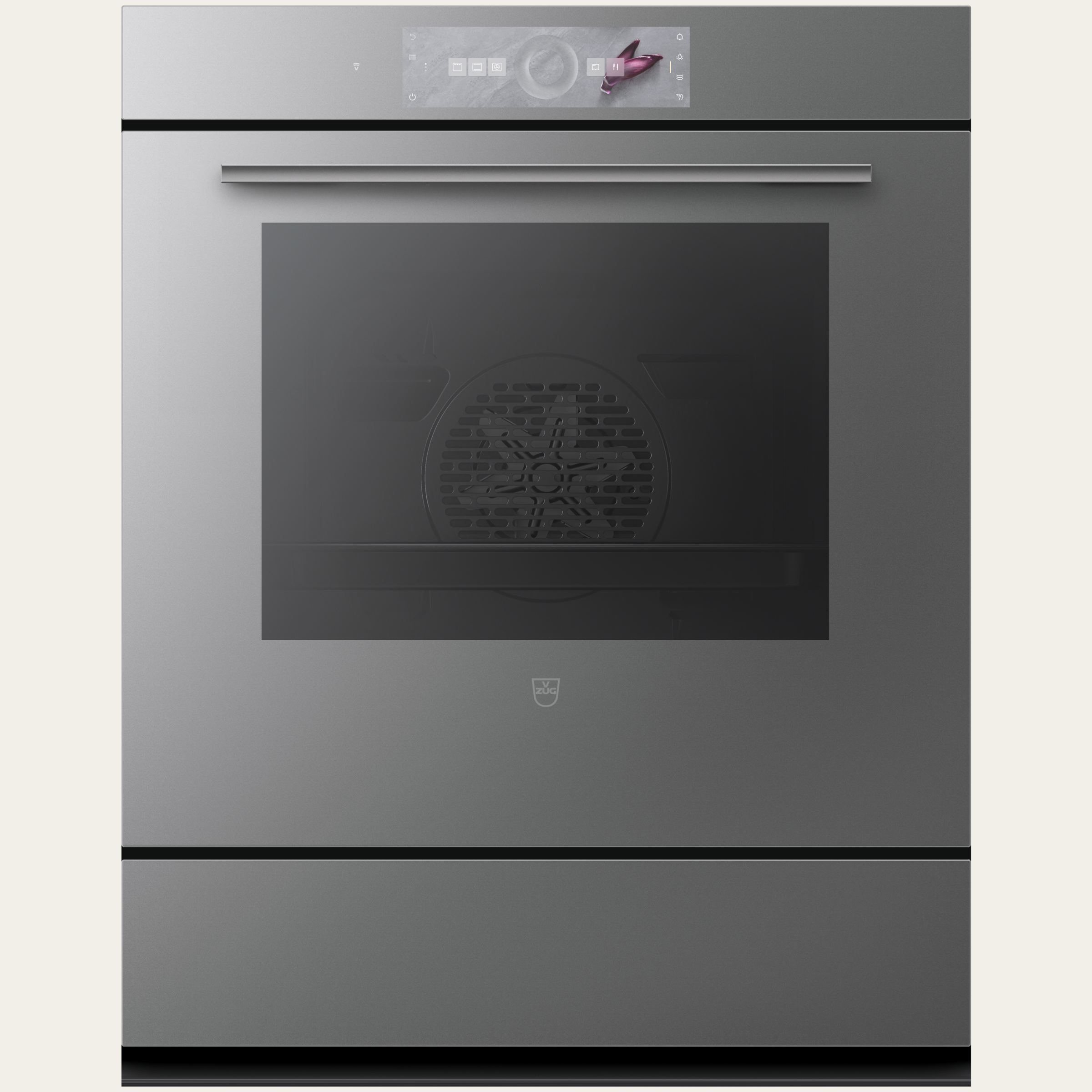 V-ZUG Oven Combair V4000 76P, Standard width: 60 cm,Standard height: 76.2 cm, Platinum mirror glass, Touchscreen with CircleSlider, V-ZUG-Home, Heatable appliance drawer, Pyrolytic self-cleaning