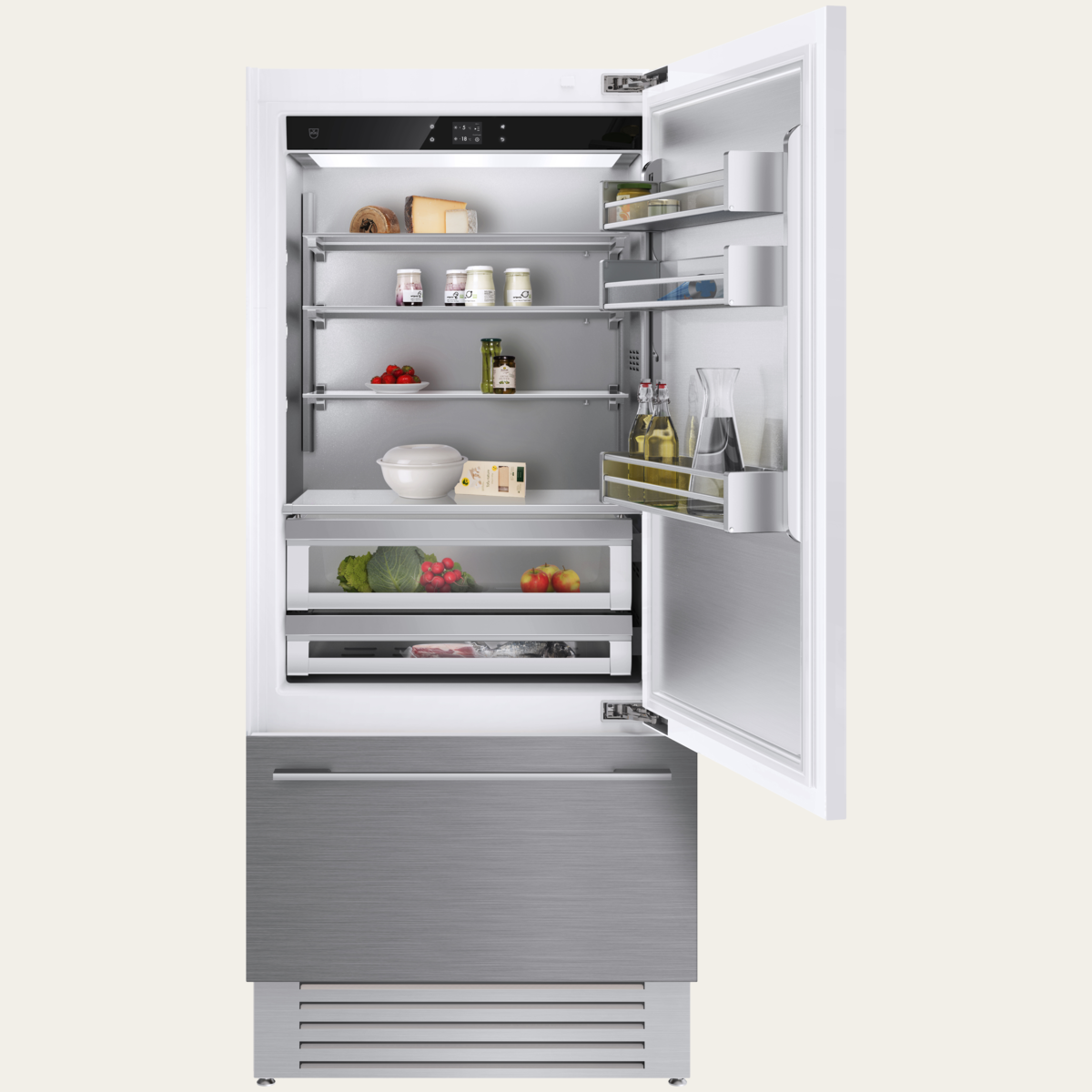 V-ZUG Refrigerator/freezer CombiCooler V6000 Supreme, Standard width: 90 cm, Standard height: 205 cm, Fully integratable, Door hinge: Right,Energy efficiency rating: E, TouchControl, NoFrost
