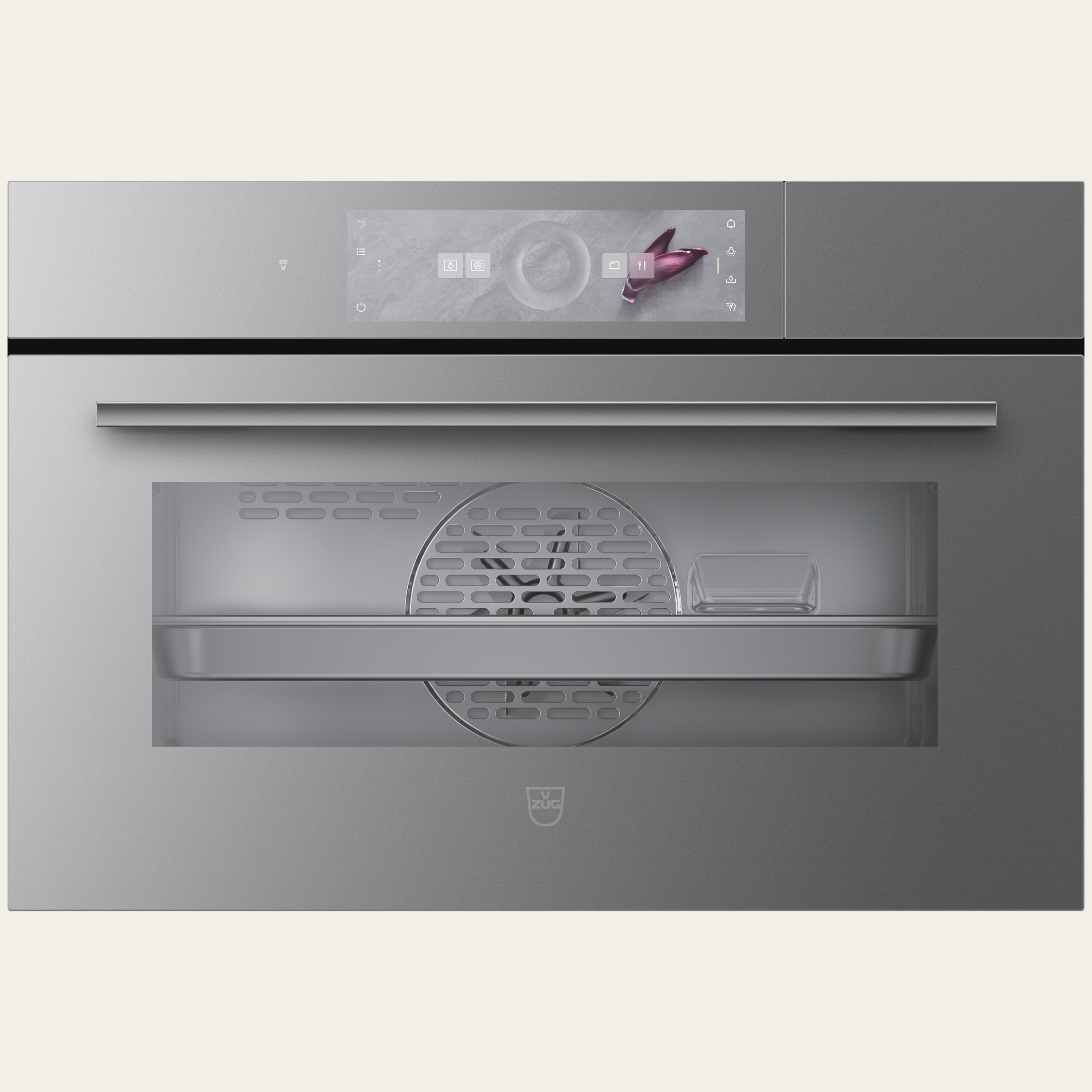 V-ZUG Steamer CombiSteamer V4000 38C, Breitennorm: 55 cm, Höhennorm: 38.1 cm, Spiegelglas Platinum, Touchscreen mit CircleSlider, V-ZUG-Home