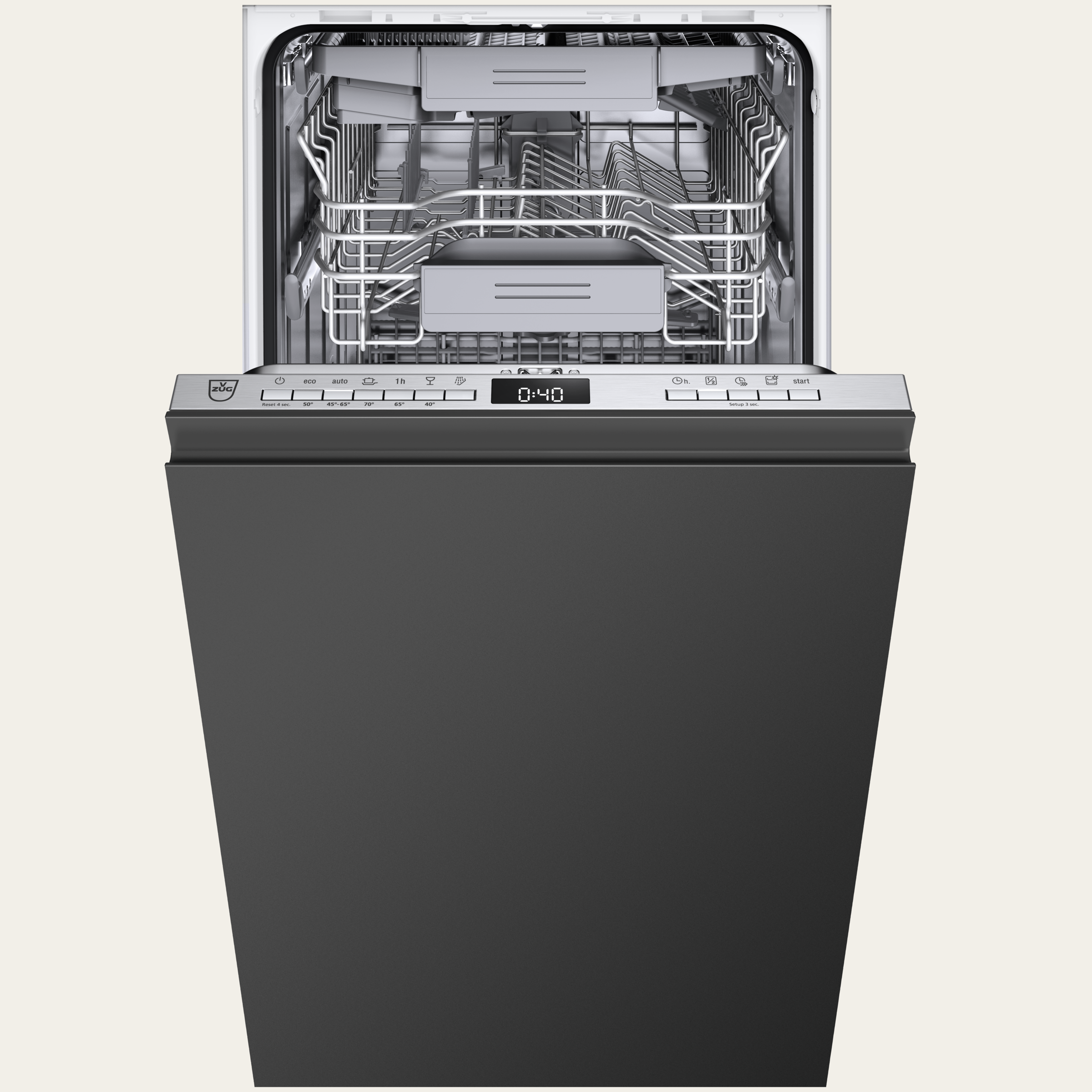 V-ZUG Lave-vaisselle Lave-vaisselle V600 VS, Norme largeur: 45 cm, Entièrement intégrable, Tiroir à couverts ergoPlus, Afficheur à 7 segments
