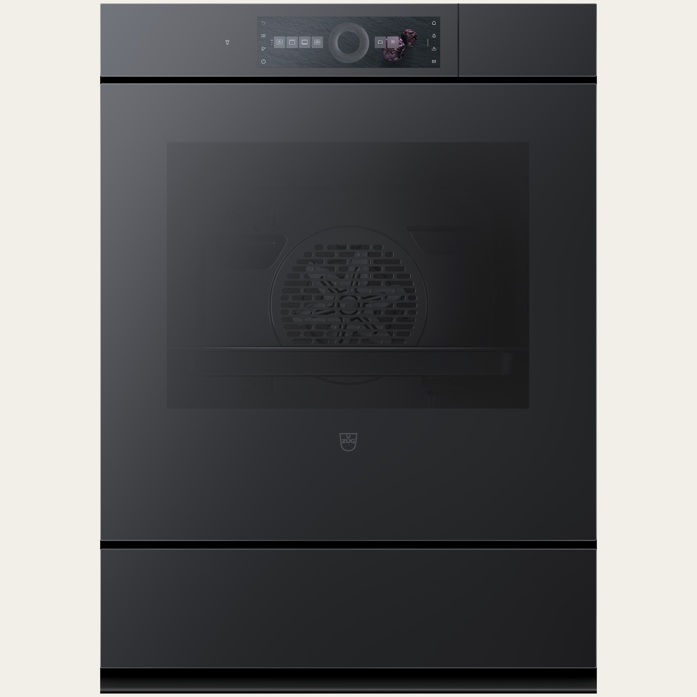 V-ZUG Steamer CombairSteamer V6000 76C, Breitennorm: 55 cm, Höhennorm: 76.2 cm, Spiegelglas Schwarz, Grifflos, Touchscreen mit CircleSlider, V-ZUG-Home, Geräteschublade beheizbar