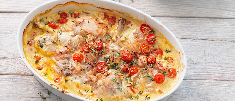 Thyme and tomato chicken with pilau rice