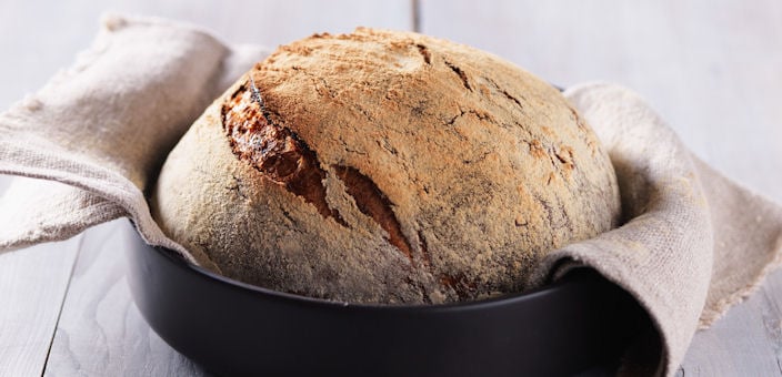 Beer bread in a cast iron pot