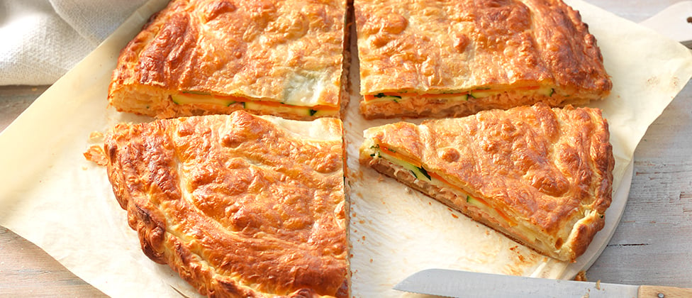 Salmon and vegetable pie