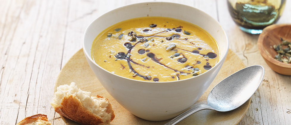 Velouté de courge butternut rôtie au four
