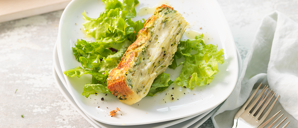 Invisible gateau with courgettes and Taleggio cheese