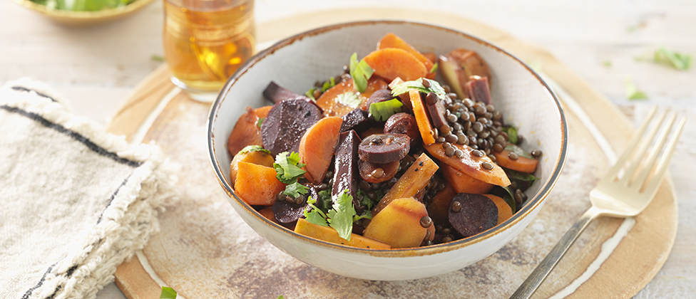 Salade de carottes marocaine aux lentilles Beluga