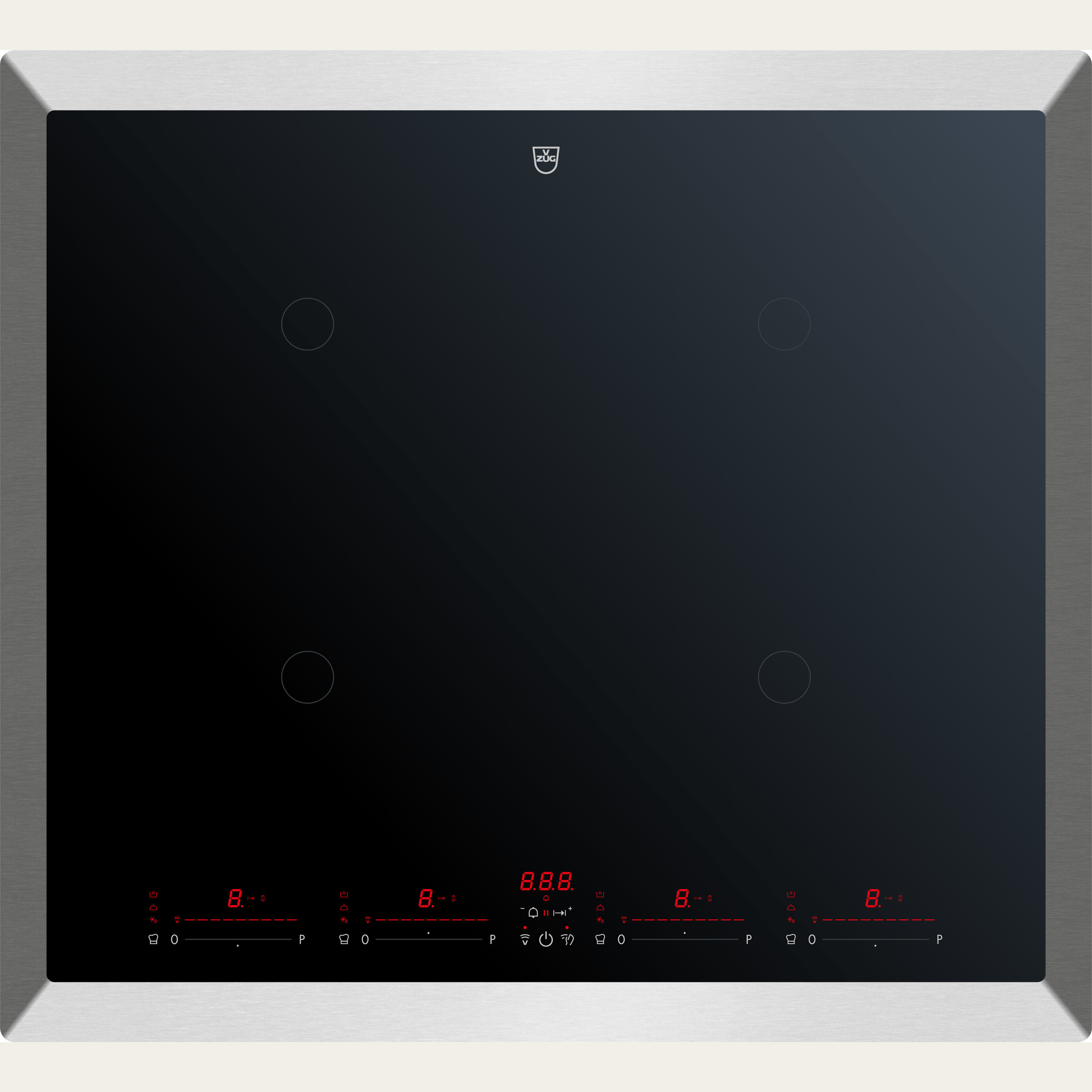 V-ZUG Piano cottura CookTop V4000 I604, Induzione, Standard di larghezza: 60 cm, BlackDesign, OptiGlass, Cornice larga, OptiLink, Più comandi a cursore / selezione diretta, Comando a cursore, Zone di cottura: 4